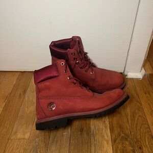 Red Timberland boots